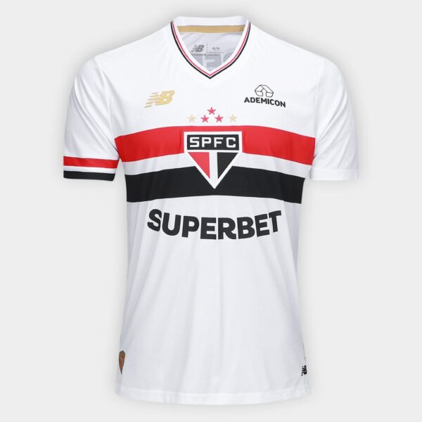 Camisa São Paulo 25/26 Home Torcedor New Balance Masculina - Branco+Vermelho