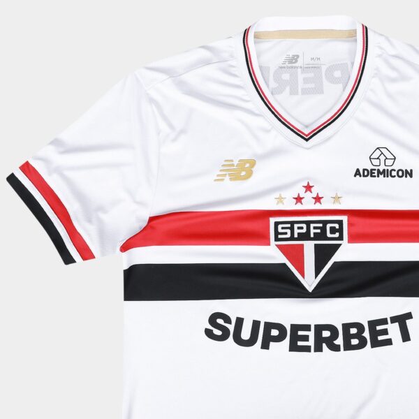 Camisa São Paulo 25/26 Home Torcedor New Balance Masculina - Branco+Vermelho - Image 4