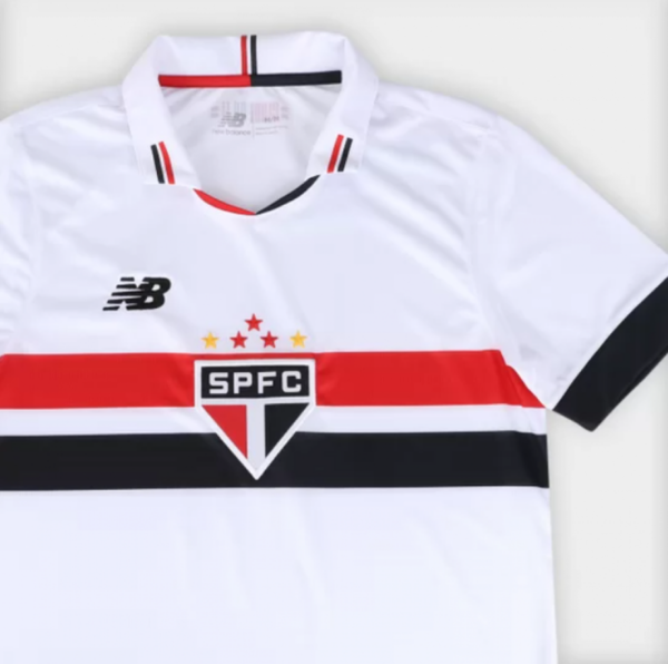 Camisa São Paulo I 24/25 Torcedor New Balance Masculina - Branco+Vermelho - Image 3